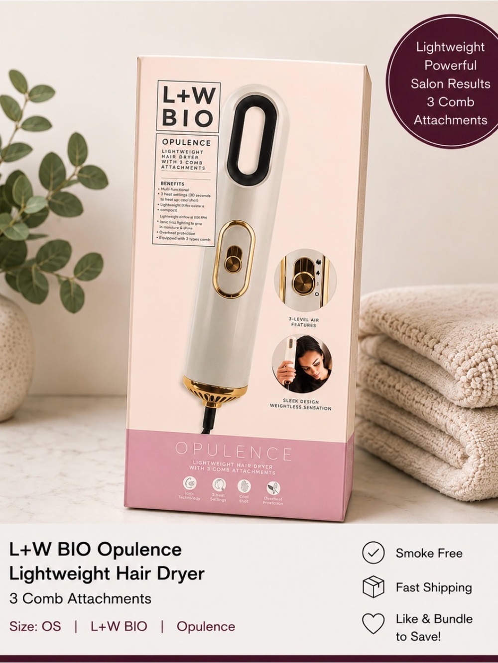 Lux & Willow Blowdryer with Combs